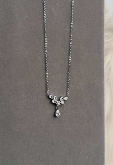 Silver Drop Diamond Necklace Pendant