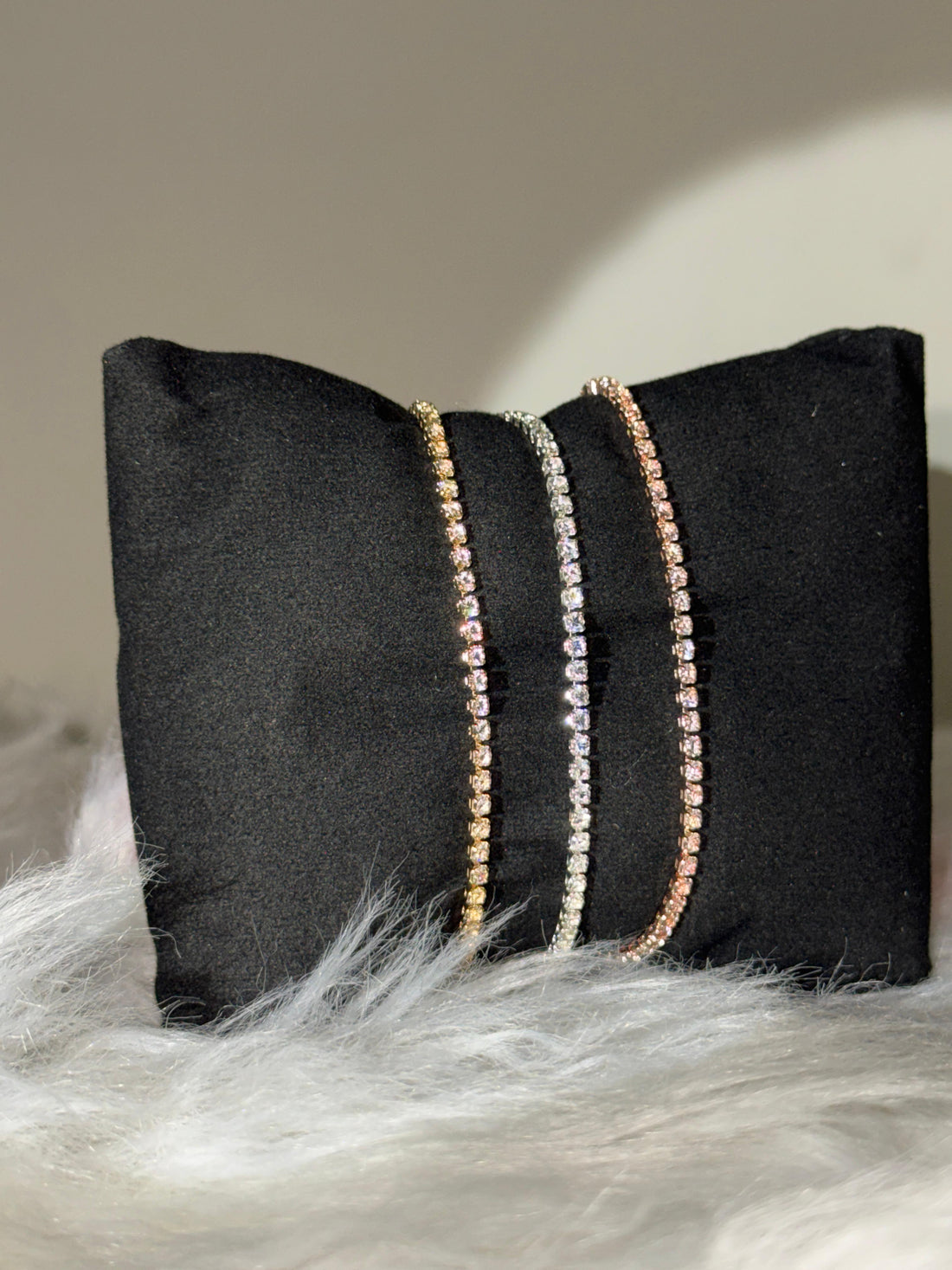 Tennis Bracelet Stack, Gold, Rose Gold, Silver