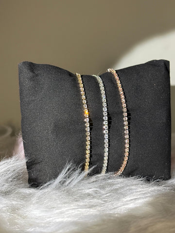 Tennis Bracelet Stack, Gold, Rose Gold, Silver